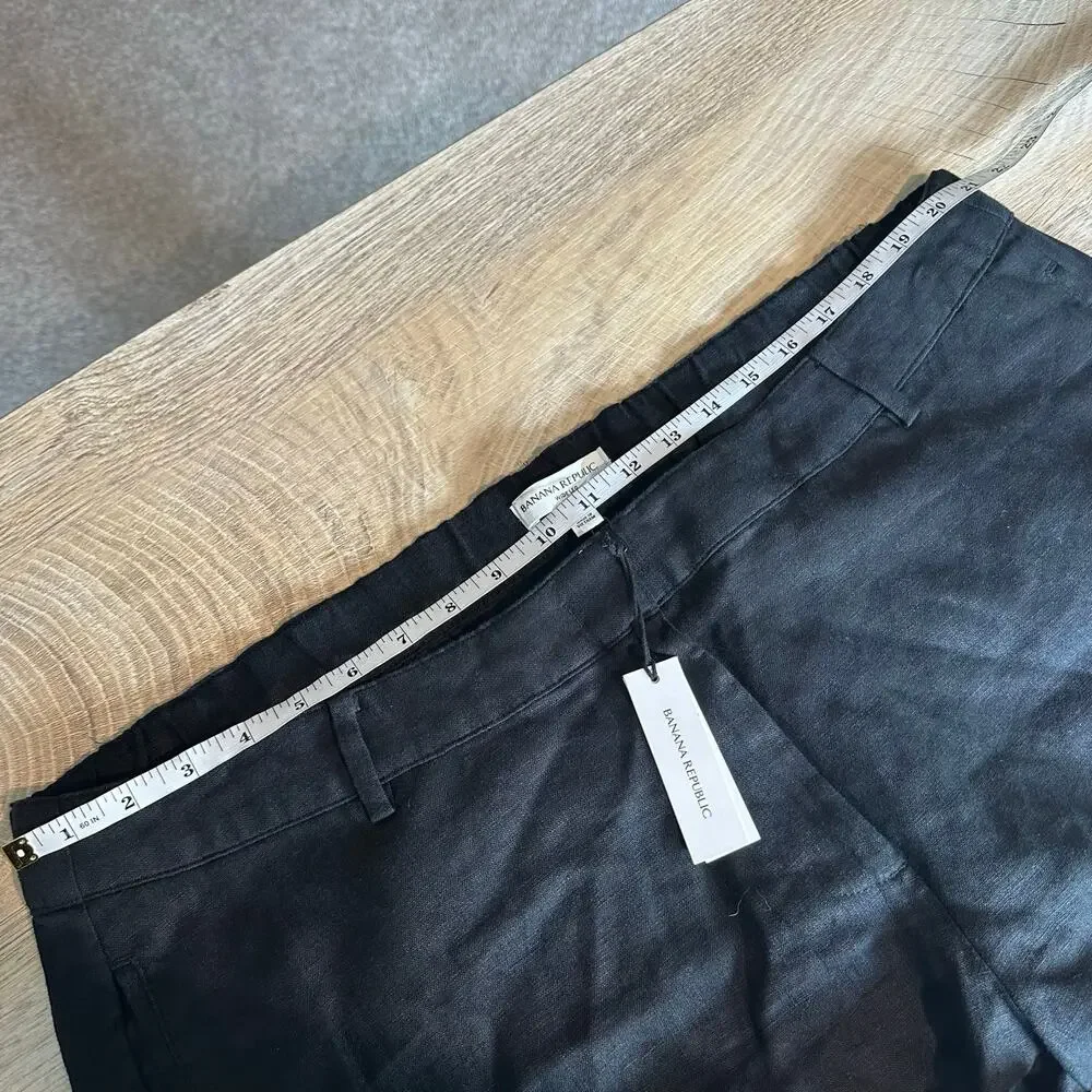 Banana Republic The Everyday Wide Leg Linen Pant Black XXL 713516